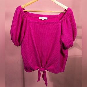 Loft Seersucker Tie Front Top